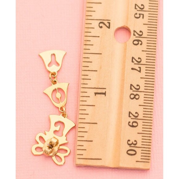 Vintage Gold Tone Christmas Bells Dangle Earrings | Avon H9 - Picture 3 of 3